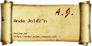 Anda Jolán névjegykártya